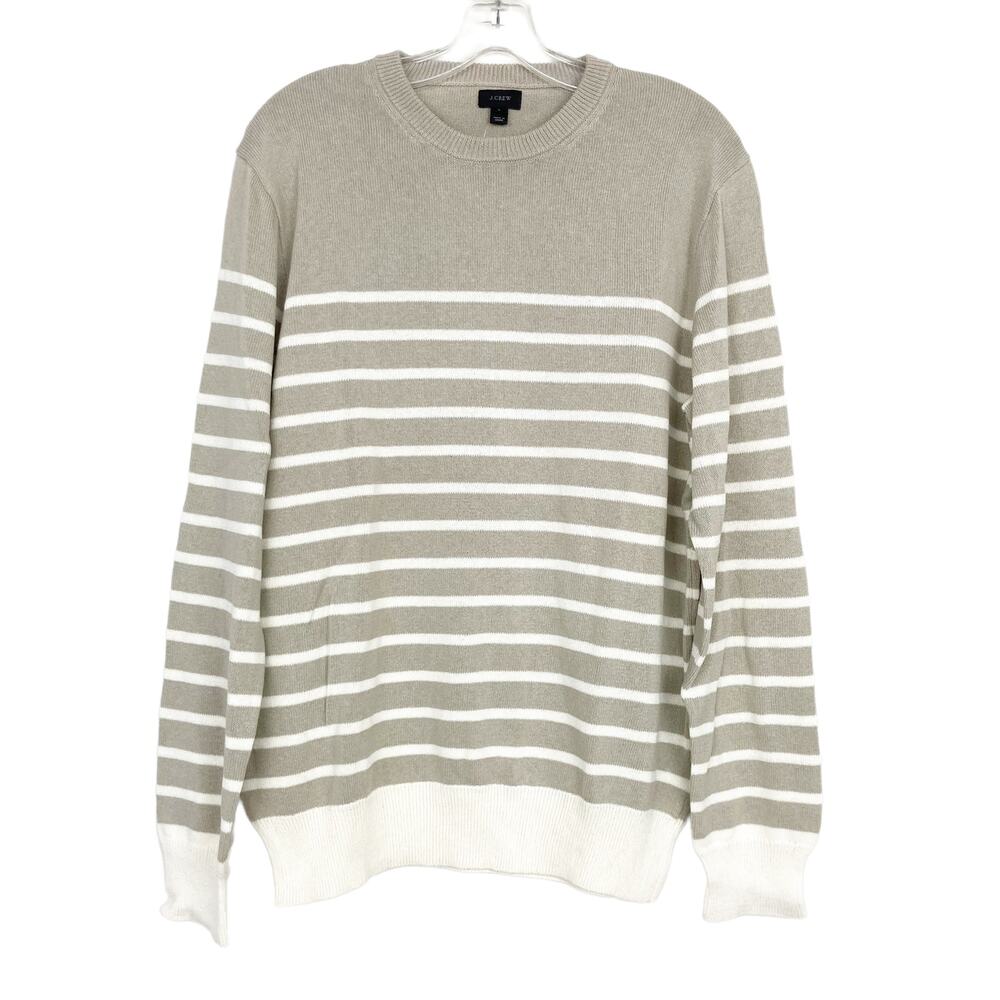 J. Crew Tan White Striped Sweater Sz L